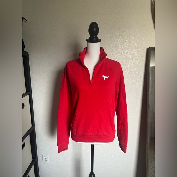 Victoria’s Secret PINK quarter zip sweatshirt, Red, size S - Picture 2 of 14
